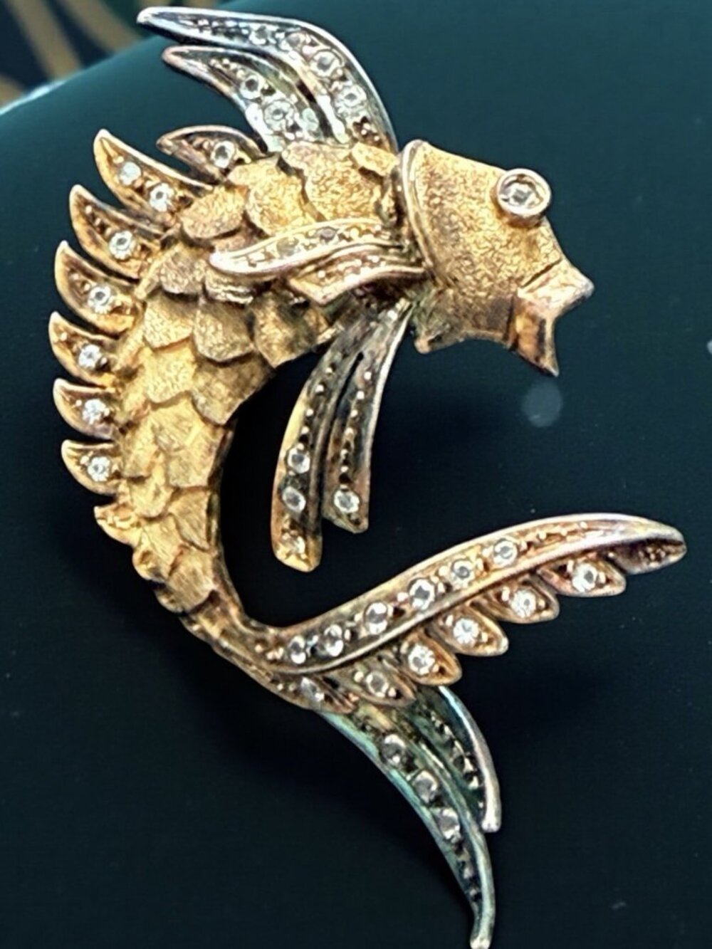 1940's Vogue Rare Vintage Sterling Silver Gold Overlay Pisces Figural Brooch 2â